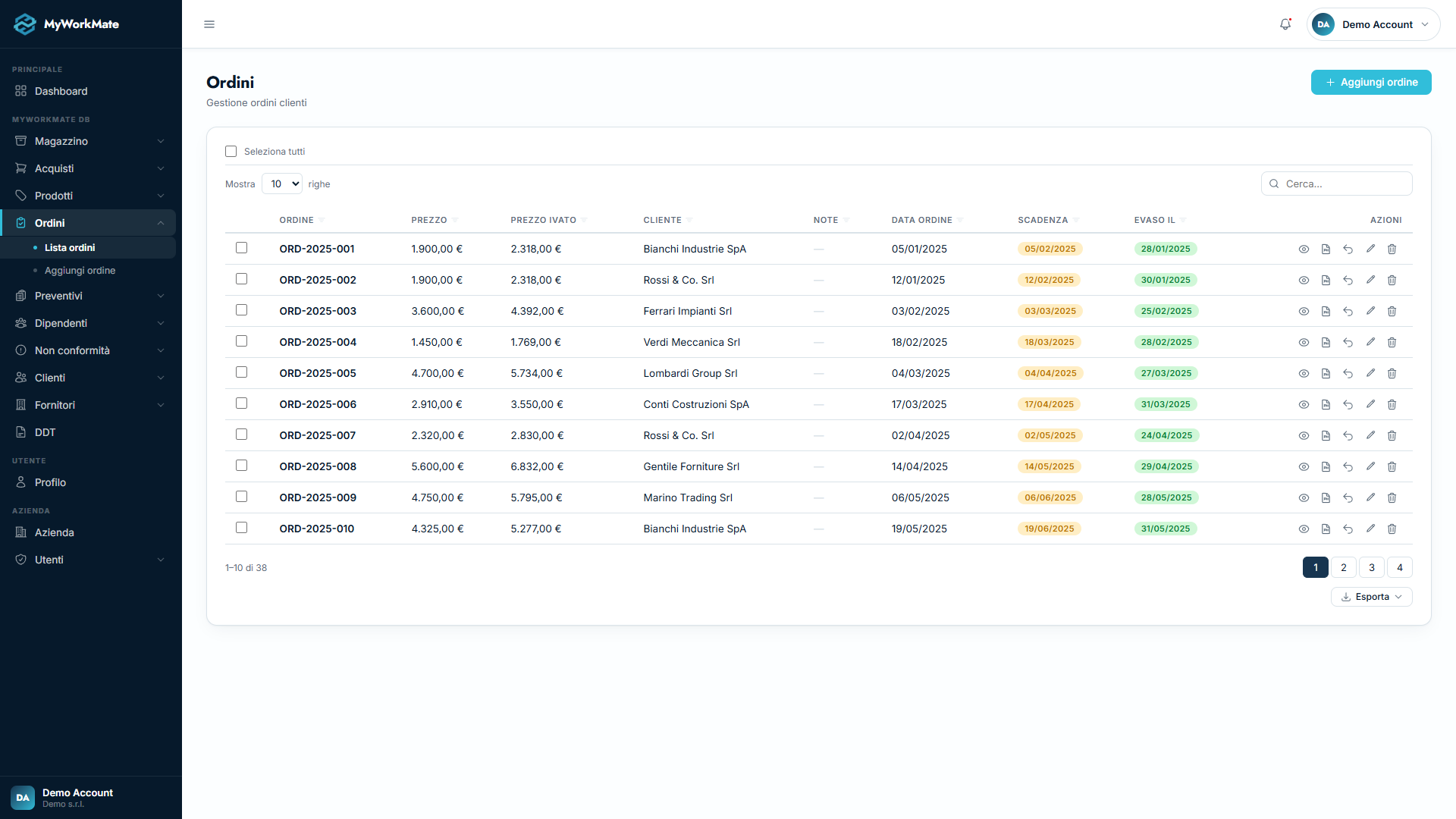 MyWorkMate — Ordini cliente